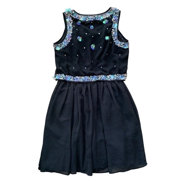 ASOS Iridescent Sequined Beaded Cocktail Mini Dress Black Size US 4 UK 8 - Picture 2 of 6